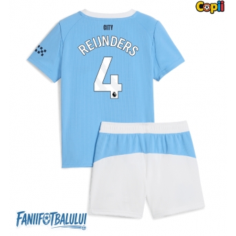 Manchester City Tijjani Reijnders #4 Echipament de Fotbal Replică 2025-26 Copii Acasa (+ Șorturi)